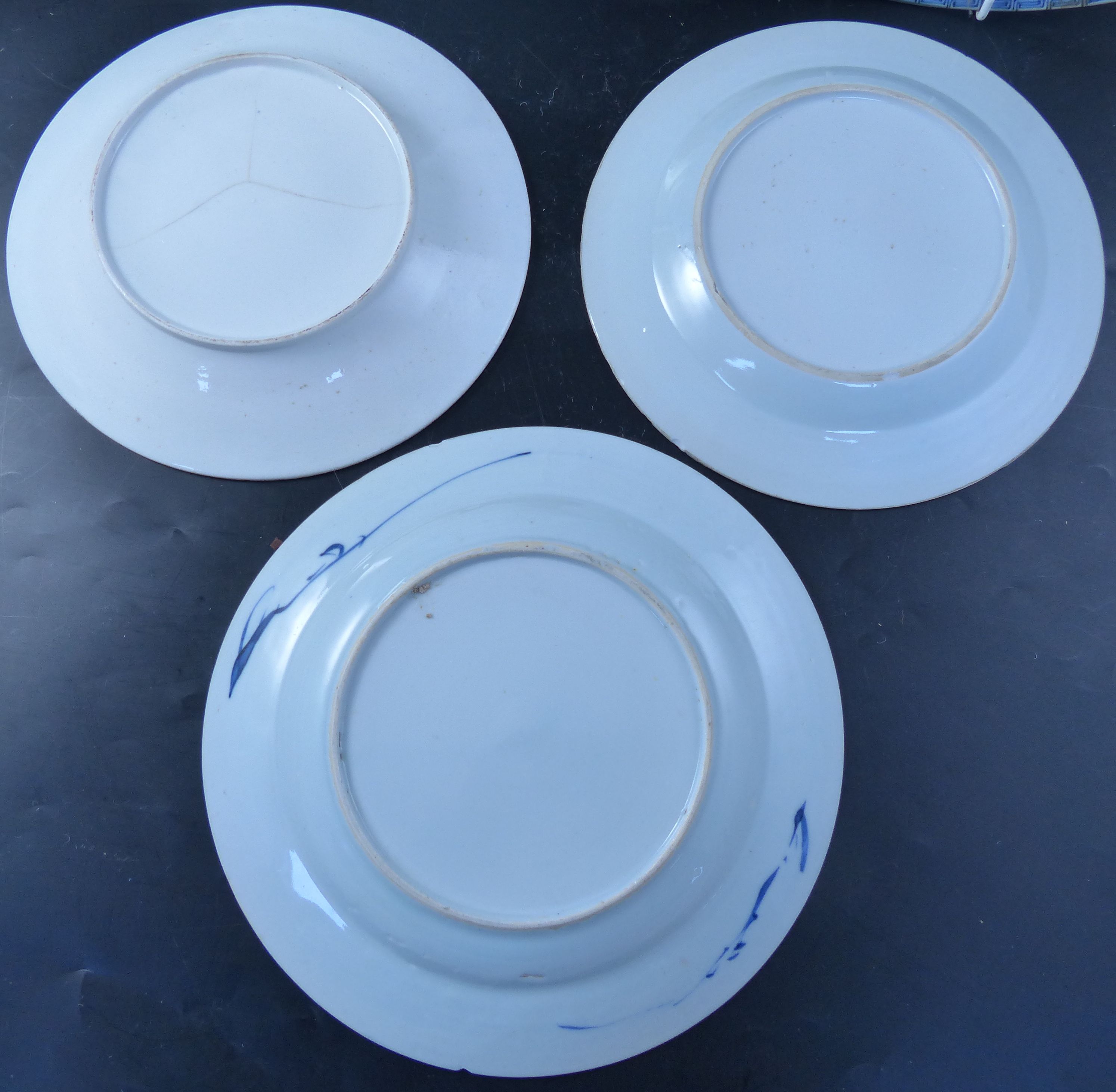 A group of eight assorted Qianlong plates and dishes, largest 39cm (a.f.)